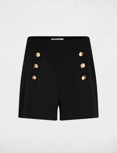 Pantal&oacute;n corto de tiro alto negro mujer