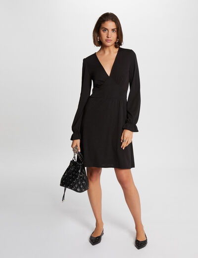 Vestido corto entallado negro mujer