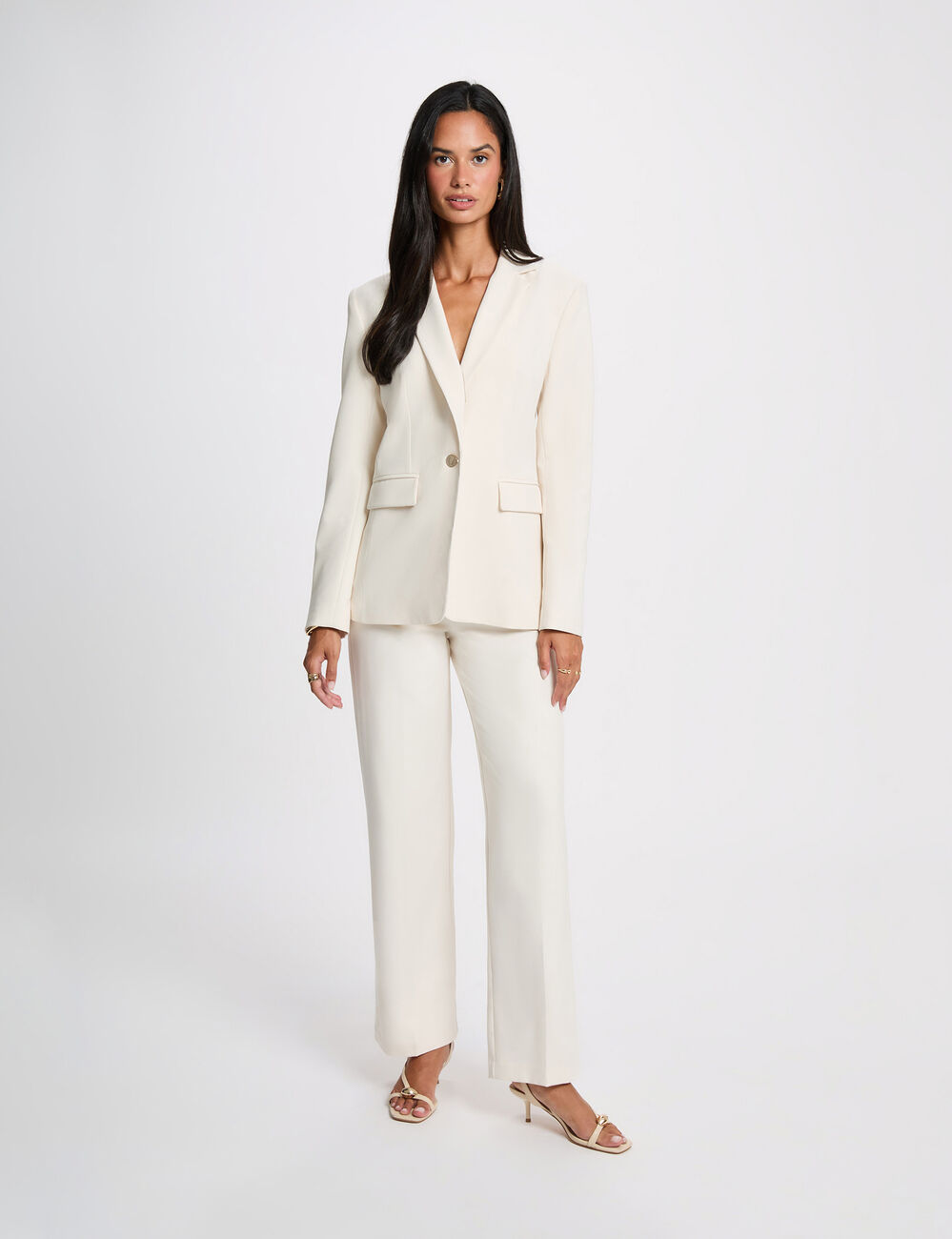 Chaqueta blazer creme mujer
