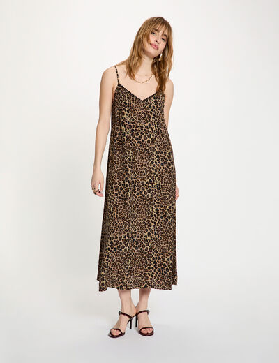 Vestido recto con cuello en v multicolor mujer