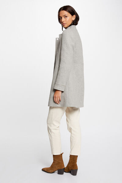 Abrigo entallado con detalles tipo joya gris claro mujer