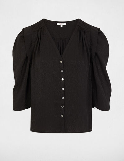 Camisa manga 3/4 negro mujer