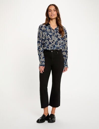 Vaqueros flare 7/8 negro mujer