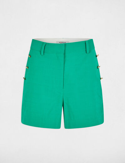 Short holgado con botones verde emeralda mujer