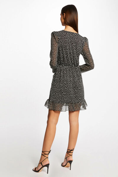 Vestido cruzado estampado de lunares multicolor mujer