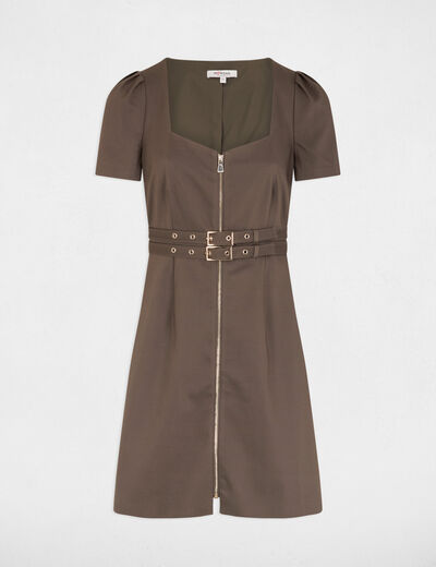 Vestido corto ajustado verde caqui mujer