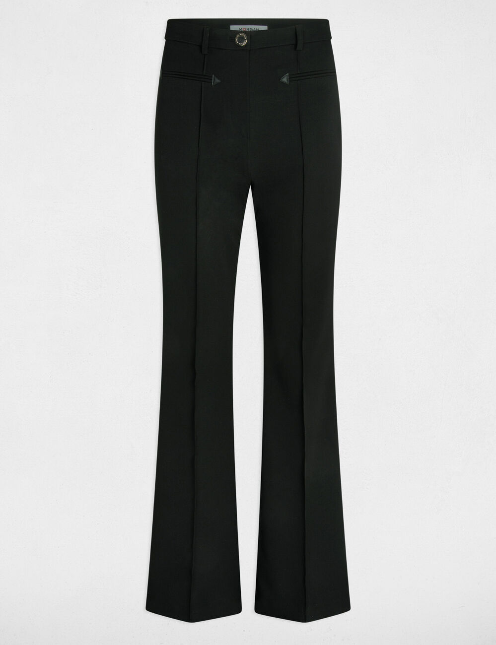 Pantalón boot-cut talle alto negro mujer