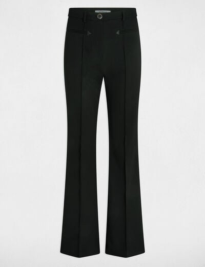 Pantalón boot-cut talle alto negro mujer