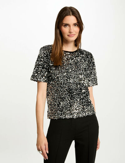 Camiseta de manga corta negro mujer