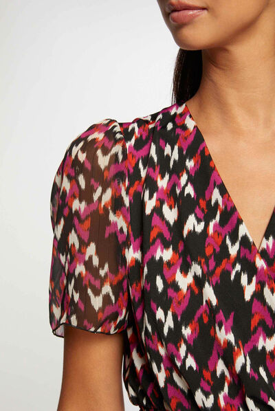 Camiseta manga corta estampado abstracto multico mujer