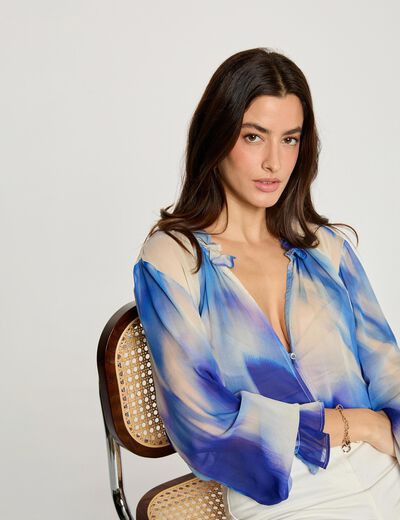 Camisa fluida entallada multicolor mujer