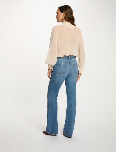 Camisa fluida con cuello en v creme mujer