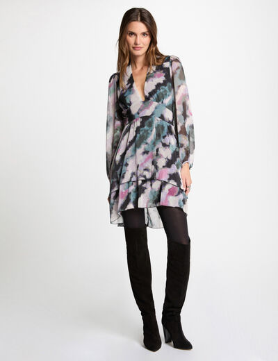 Vestido entallado estampado multicolor mujer