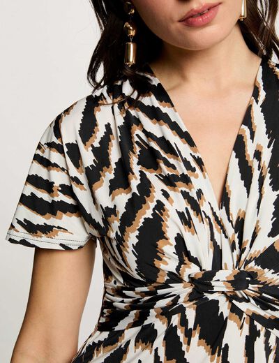 Camiseta ajustada cuello v multicolor mujer