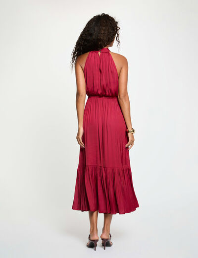 Vestido largo acampanado holgado burdeos mujer