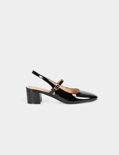 Sandalias de tac&oacute;n negro mujer