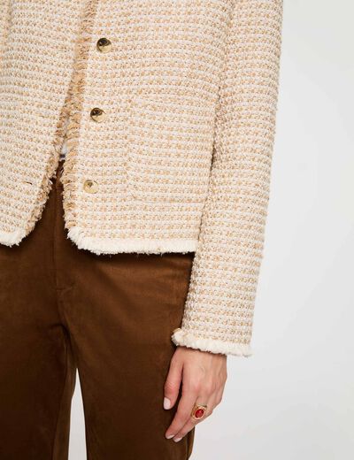 Chaqueta tweed cropped multicolor mujer