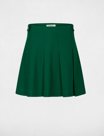 Falda corta con pliegues verde mujer