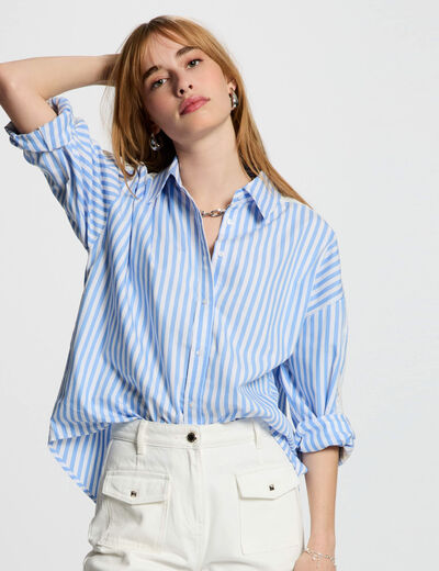 Camisa manga larga rayas multicolor mujer