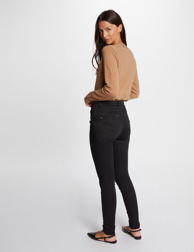 Vaquero slim con cremallera negro mujer
