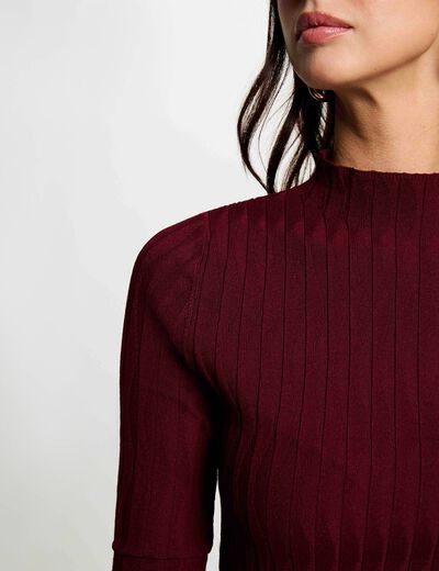 Jersey con cuello alto burdeos mujer