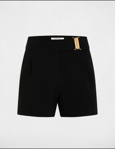 Short pernera ancha terciopelo negro mujer