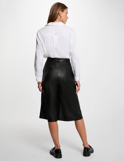 Bermuda ancho de cintura alta negro mujer