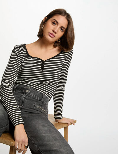 Camiseta manga larga negro mujer