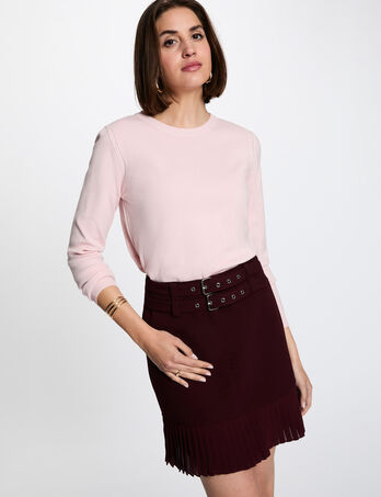 Jersey de punto con relieve rosa claro mujer