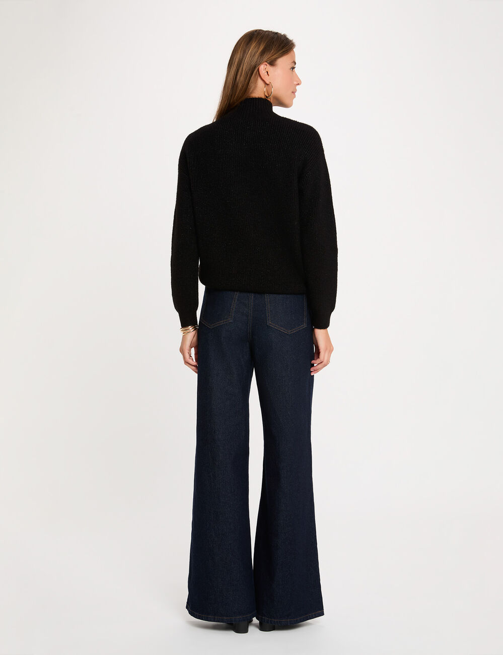 Jersey de cuello alto negro mujer