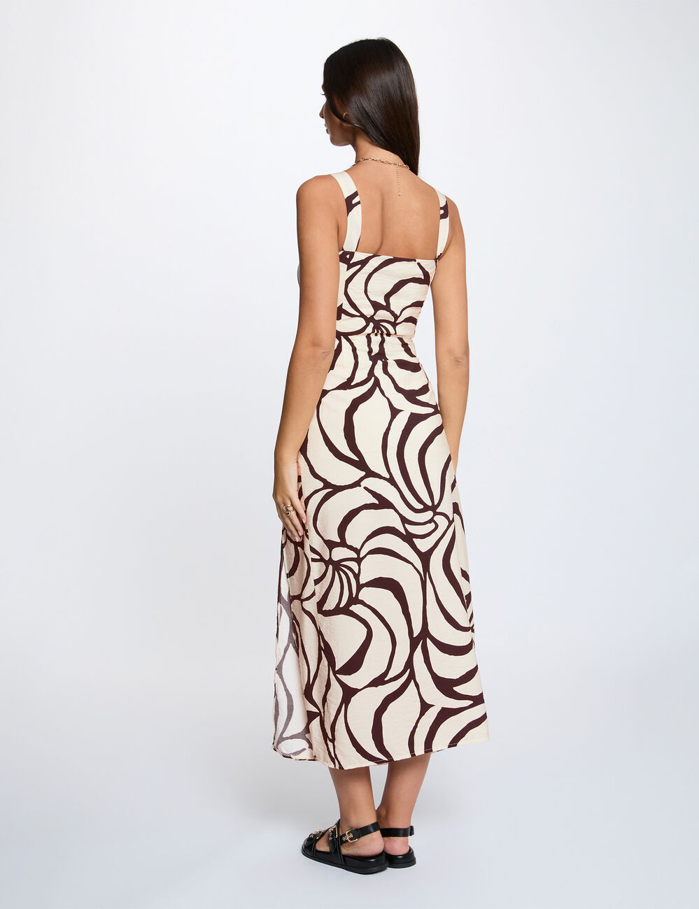 Vestido largo plisado multicolor mujer