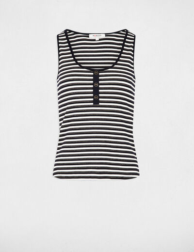 Top sin manga con rayas blanco mujer