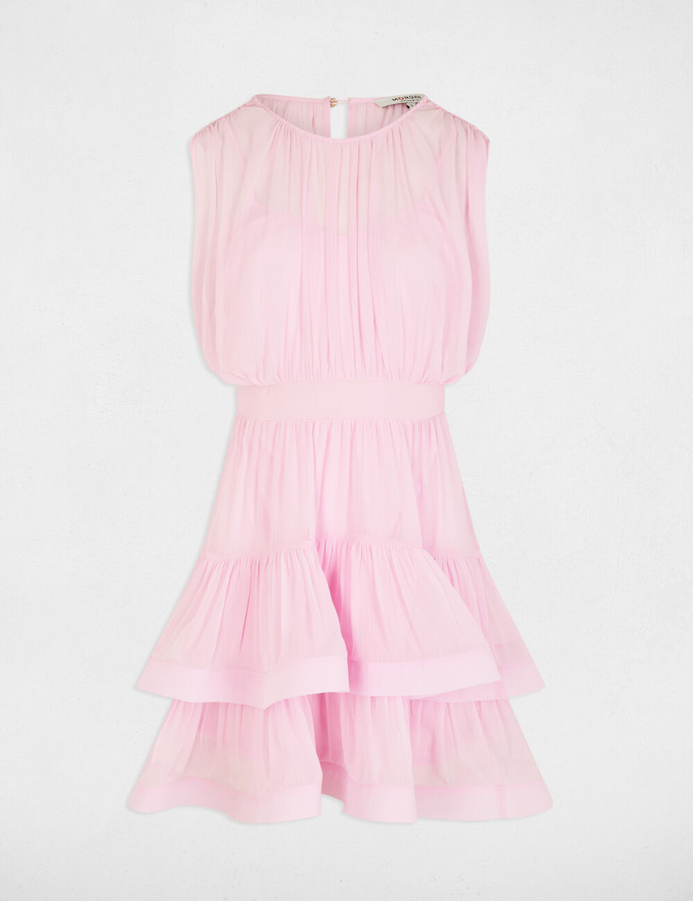 Vestido corto con cuello alto rosa mujer