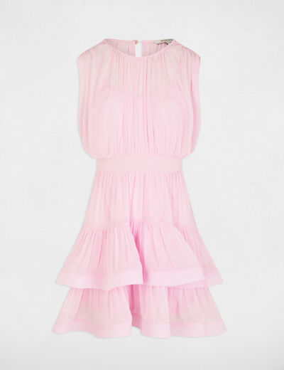 Vestido corto con cuello alto rosa mujer