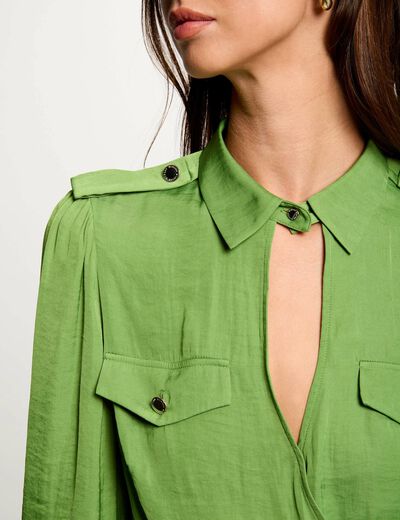 Blusa manga larga vert anis mujer
