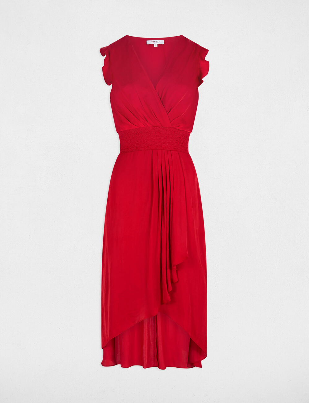Vestido recto holgado sin mangas rojo mujer