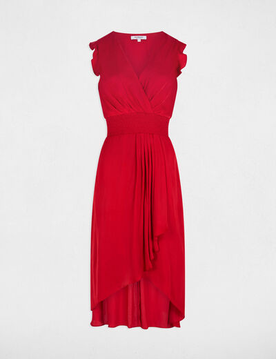 Vestido recto holgado sin mangas rojo mujer