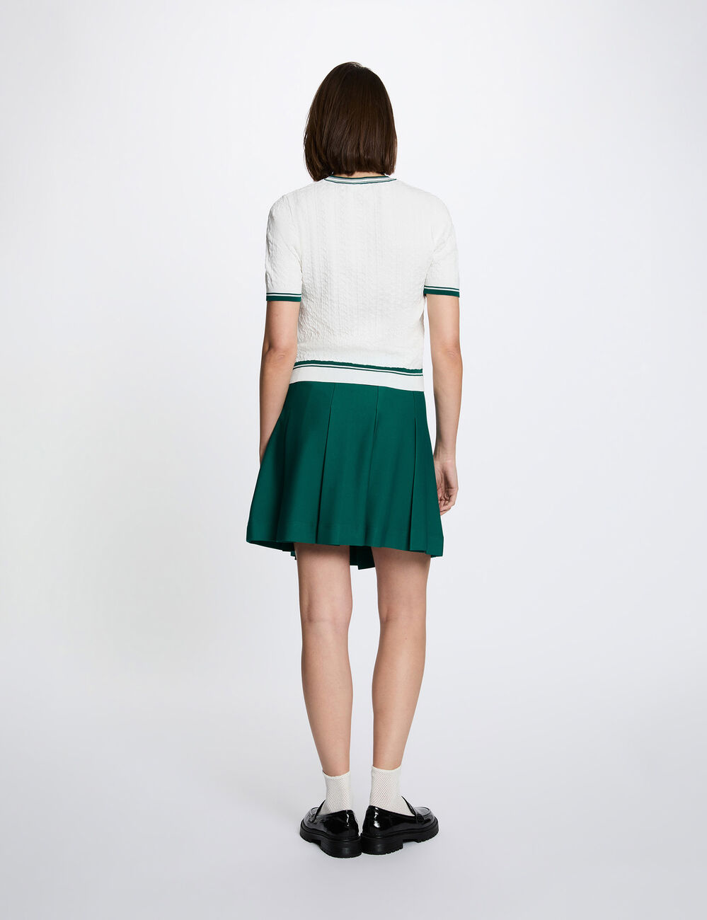 Jersey fino de manga corta verde mujer