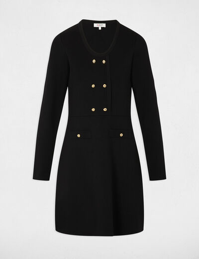 Vestido corto de punto trapezoidal negro mujer