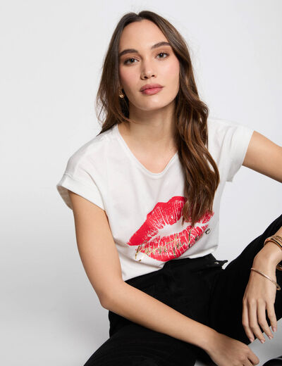 Camiseta con mensaje blanco mujer