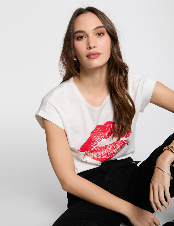 Camiseta con mensaje blanco mujer