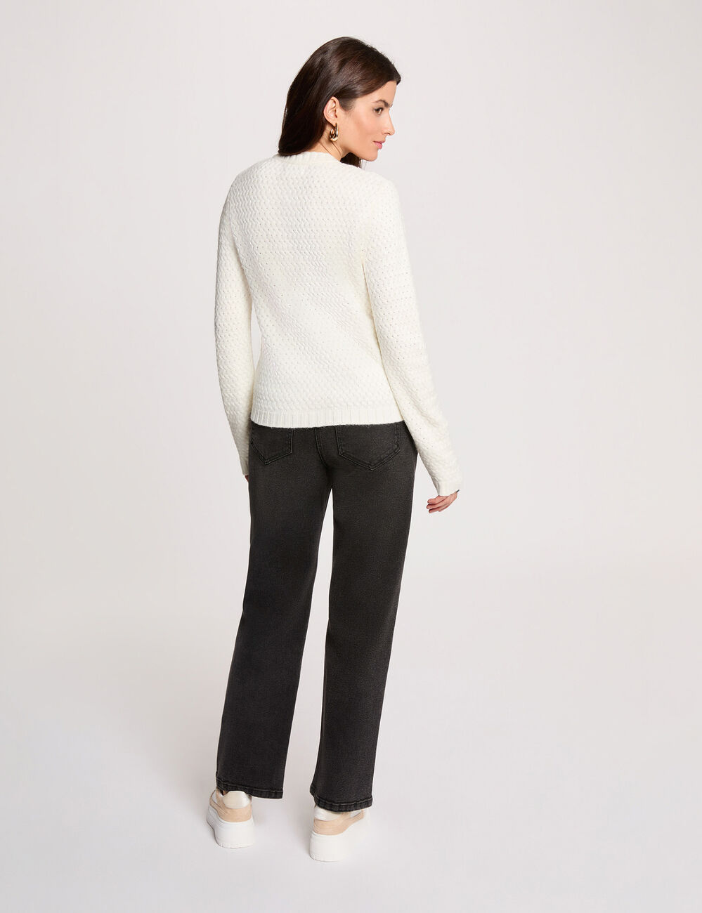 Chaleco recto cuello redondo blanco mujer