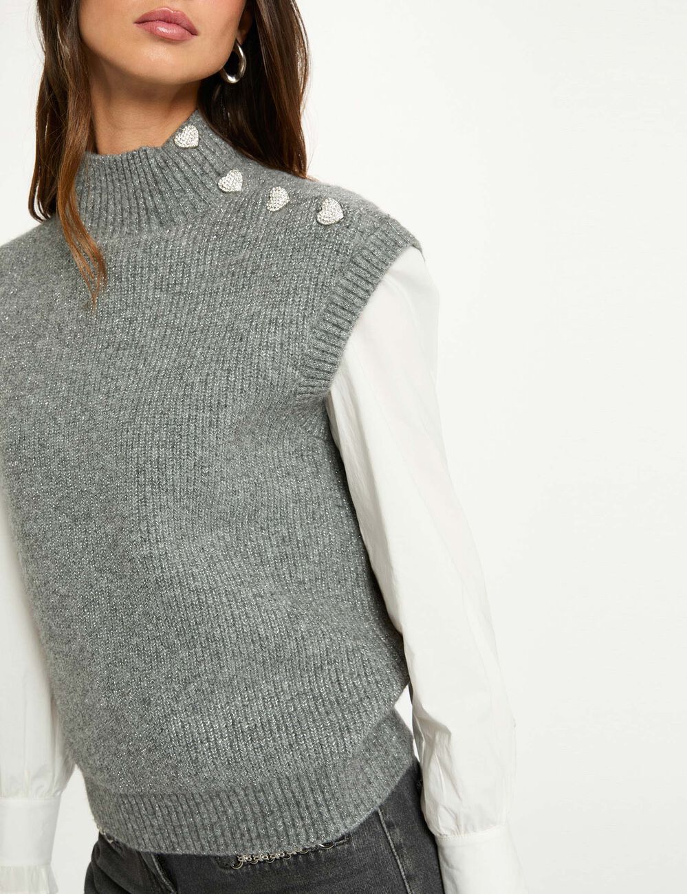 Jersey sin mangas gris oscuro mujer