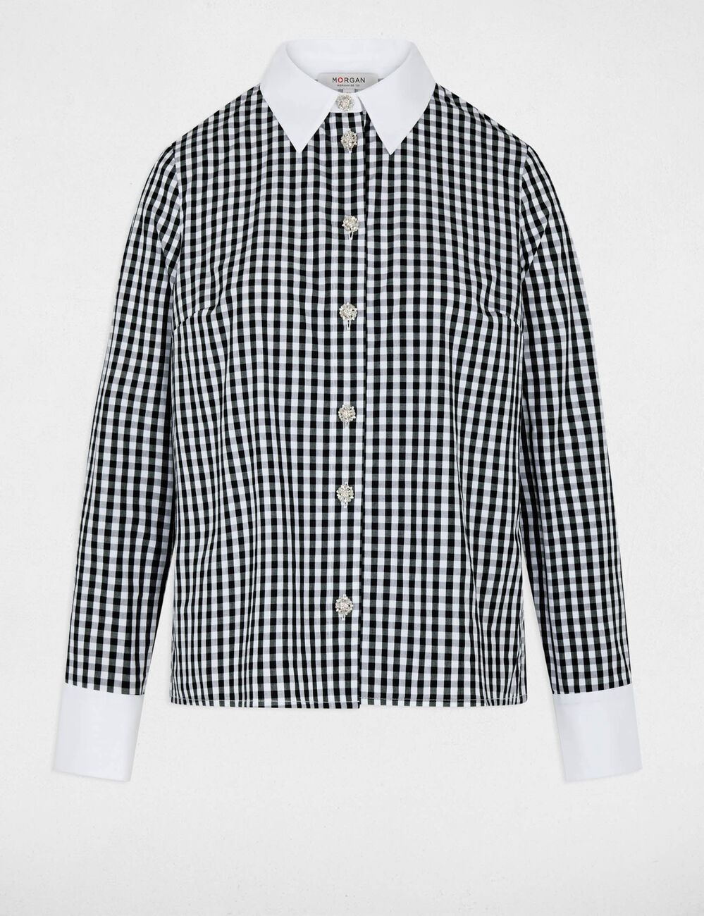 Camisa con cuello contrastado multicolor mujer