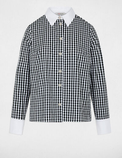 Camisa con cuello contrastado multicolor mujer