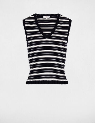 Jersey sin mangas cuello v azul marino mujer