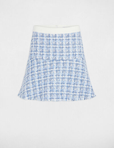 Falda corta acampanada tweed multicolor mujer