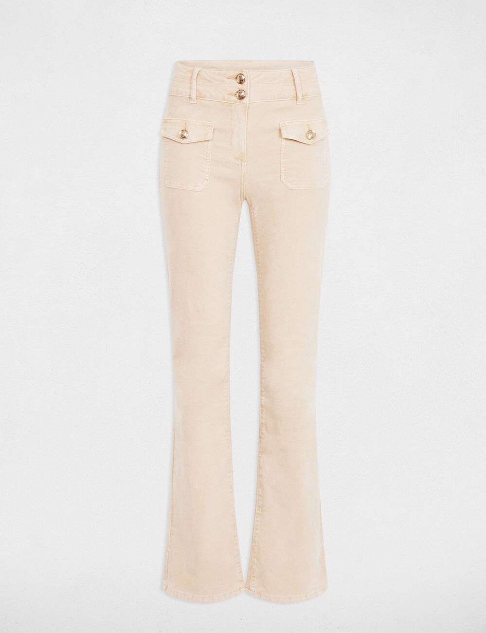 Pantalón ajustado terciopelo marfil mujer