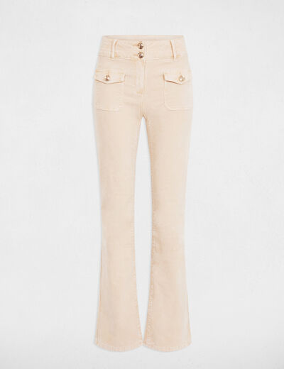 Pantalón ajustado terciopelo marfil mujer