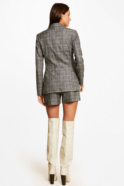 Short city ajustado estampado de cuadros gris moyen mujer